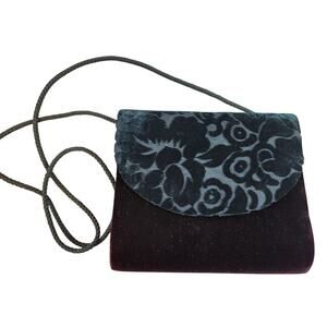 Vintage Velvet evening bag magnetic closure burned velvet purse shoulder floral